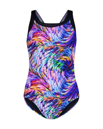 Flamingo 22FL040 Multicolor Ocean Swirl Print Teen Bathing Suit Removable Cups Myselflingerie.com